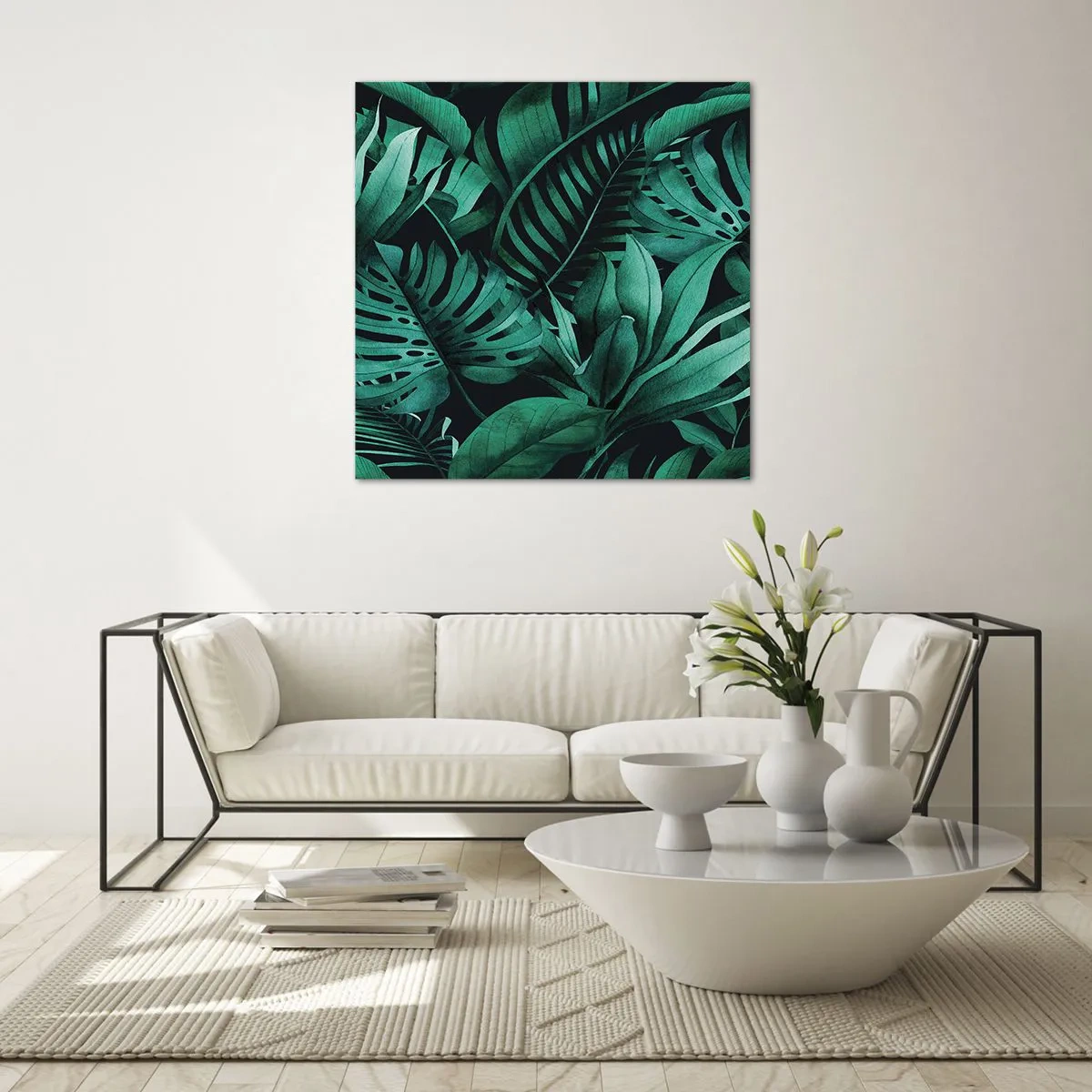 Cuadro sobre vidrio - Impresiones sobre Vidrio - Profundidad del verde tropical - 50x50 cm