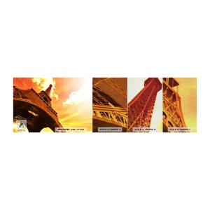 Muestra de fotomural Premium Canvas - Monumental, dorado por el sol - Ciudad, París, Torre Eiffel - 100x30 cm