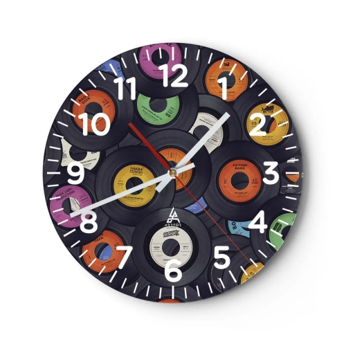 Reloj de pared - Reloj de vidrio - Colores de los clásicos - 30x30 cm