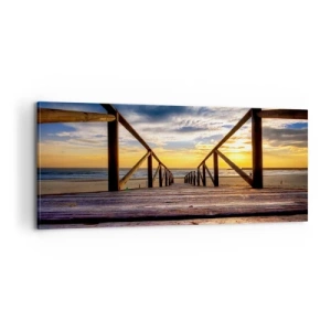 Cuadro sobre lienzo - Impresión de Imagen - Directamente hacia una playa tranquila al atardecer - 100x40 cm