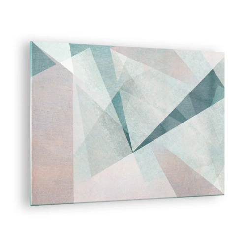Cuadro sobre vidrio - Impresiones sobre Vidrio - Formas geométricas en tonos pastel de verde y azul. - 70x50cm - Tranquilo pero dinámico - Decoración de pared moderna para salón y dormitorio ARTTOR