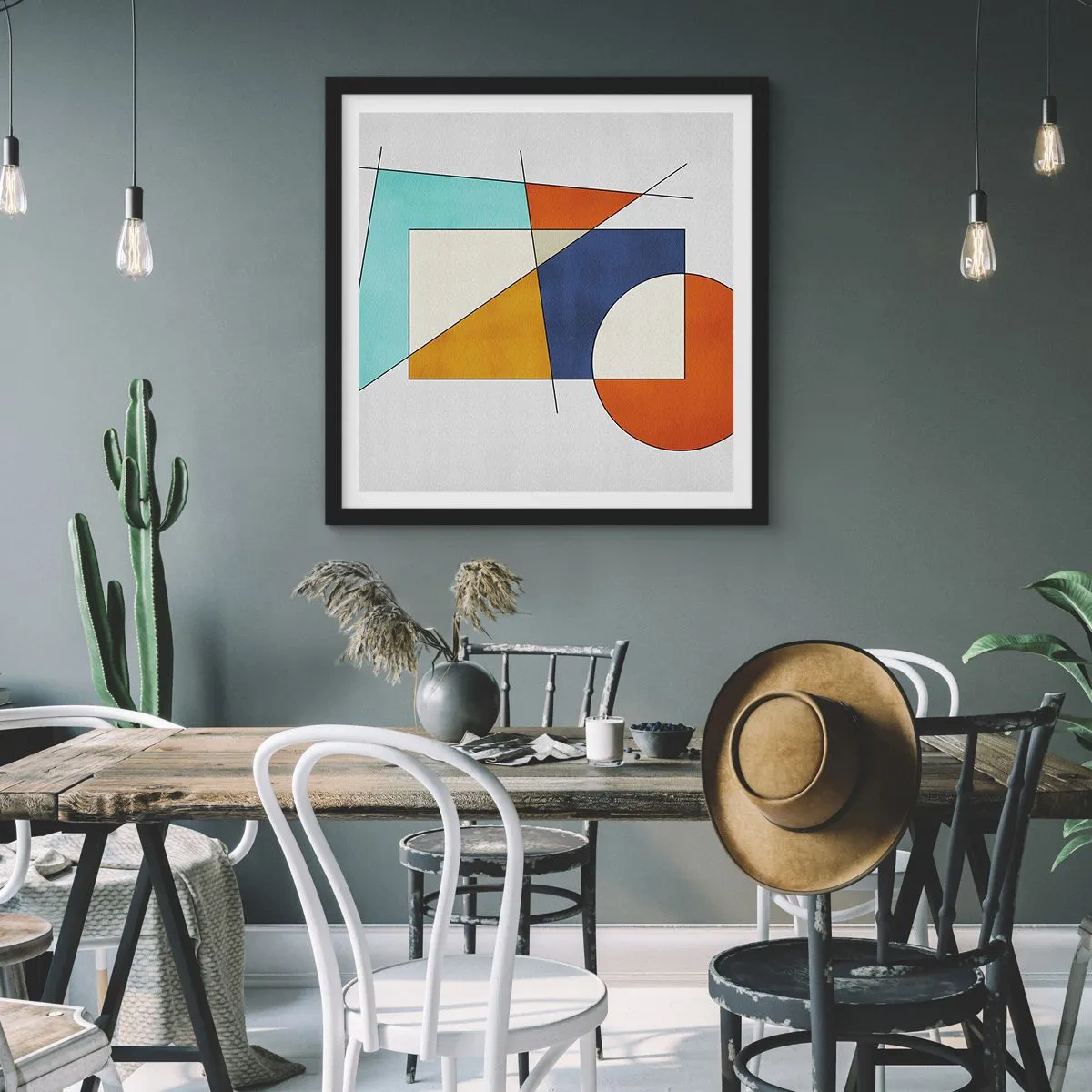 Póster en marco negro - Abstracción: diversión modernista - 40x40 cm