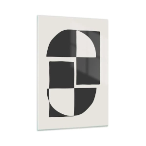 Cuadro sobre vidrio - Impresiones sobre Vidrio - Formas geométricas abstractas en blanco y negro - 80x120cm - Antítesis - síntesis - Decoración de pared moderna para salón y dormitorio ARTTOR