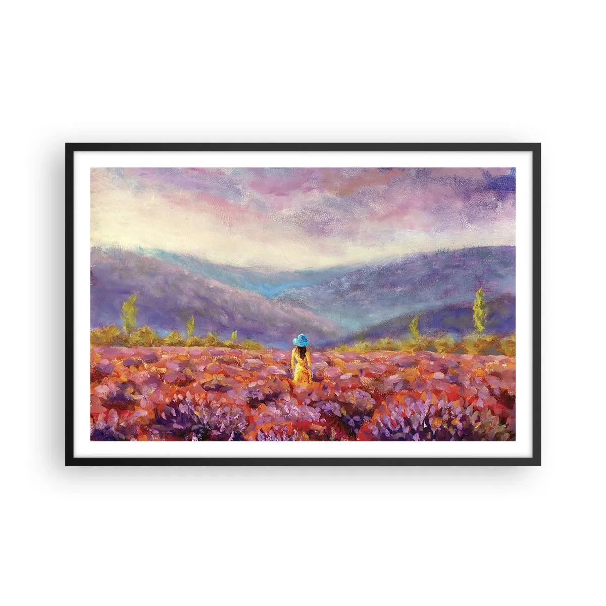 Póster en marco negro - En un mundo de lavanda - 91x61 cm