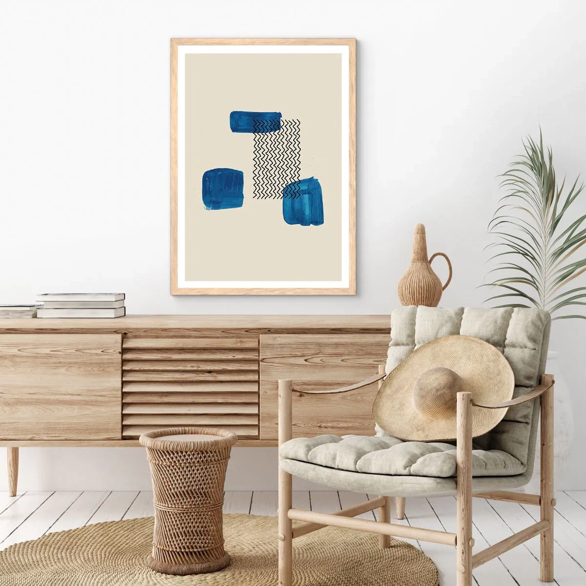 Póster en marco roble claro - Un cuarteto abstracto - 30x40 cm