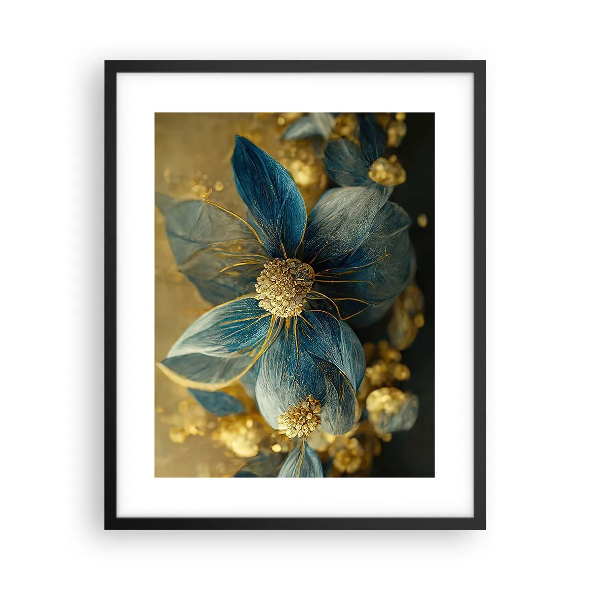 Póster en marco negro - Flor de oro - 40x50 cm