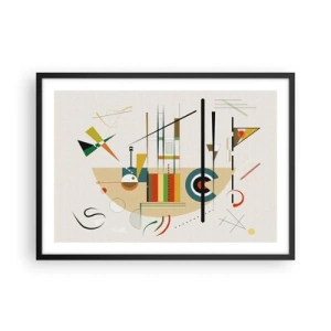 Póster en marco negro - Abstracción colorida con formas geométricas. - 70x50cm - Y el mundo ríe - Decoración de pared moderna para salón y dormitorio ARTTOR