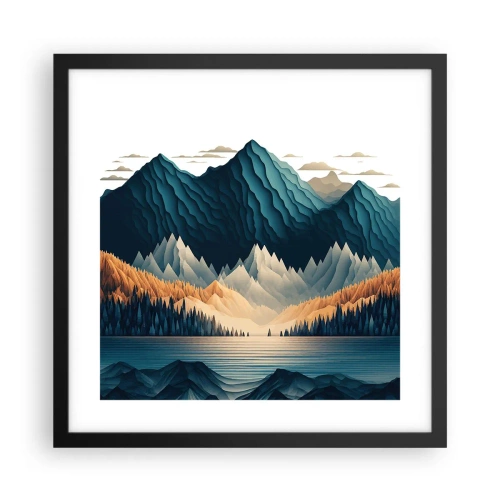 Póster en marco negro - Paisaje perfecto de montañas - 40x40 cm