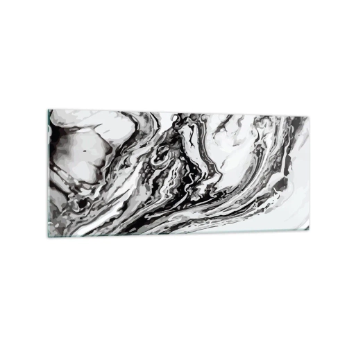 Cuadro sobre vidrio - Impresiones sobre Vidrio - Patrón de mármol abstracto en blanco y negro - 120x50cm - Al principio existía el caos - Decoración de pared moderna para salón y dormitorio ARTTOR