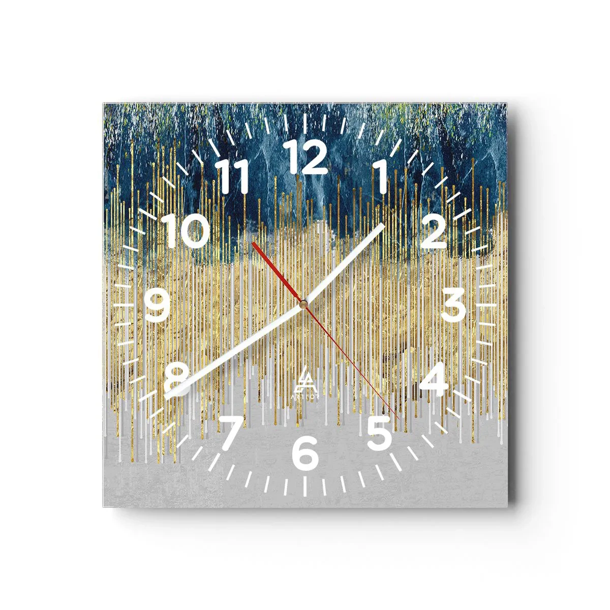 Reloj de pared - Reloj de vidrio - Frontera de líneas doradas - 40x40 cm