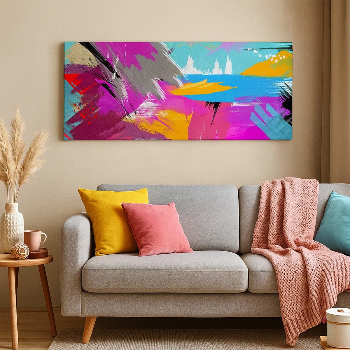 Cuadro sobre lienzo - Impresión de Imagen - Abstracción colorida - 30x30 cm