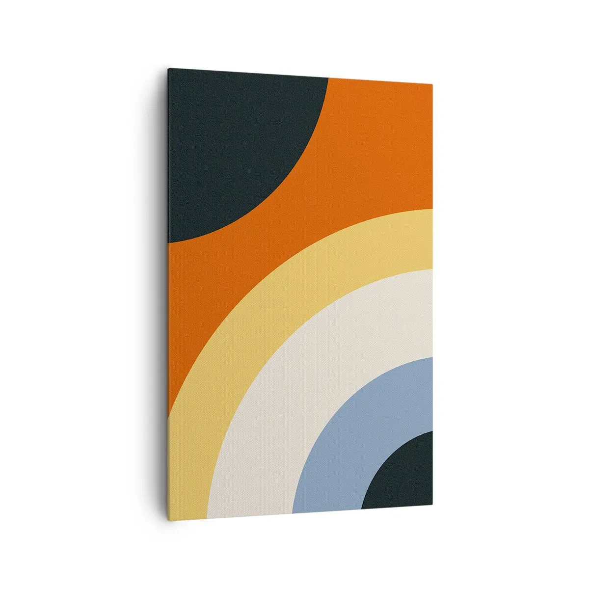 Cuadro sobre lienzo - Impresión de Imagen - Obra de arte abstracta con arcos coloridos y círculos contrastantes. - 80x120cm - Círculo sobre círculo - Decoración de pared moderna para salón y dormitorio ARTTOR