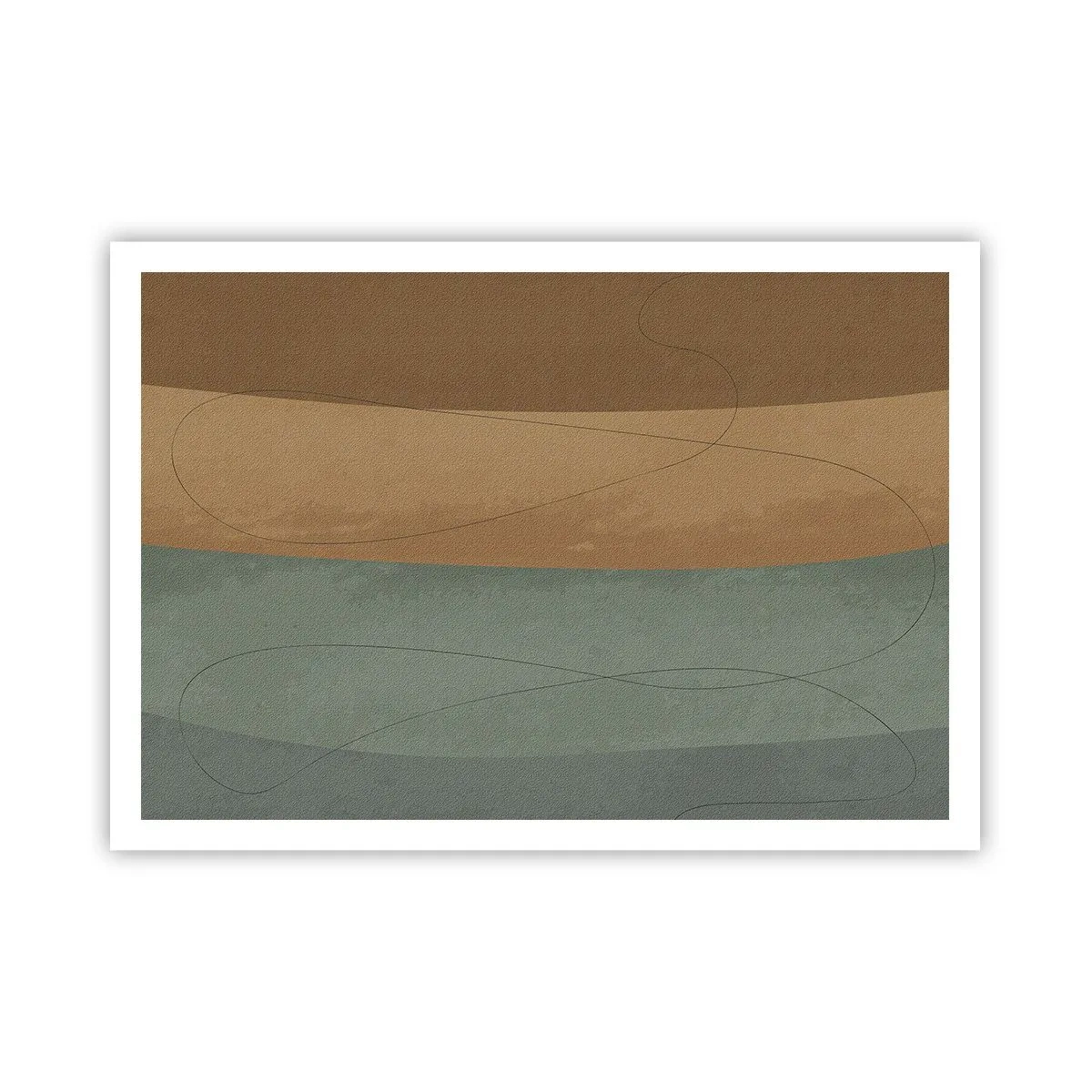 Póster - Composición abstracta en tonos tierra naturales. - 100x70cm - Composición horizontal - Decoración de pared moderna para salón y dormitorio ARTTOR