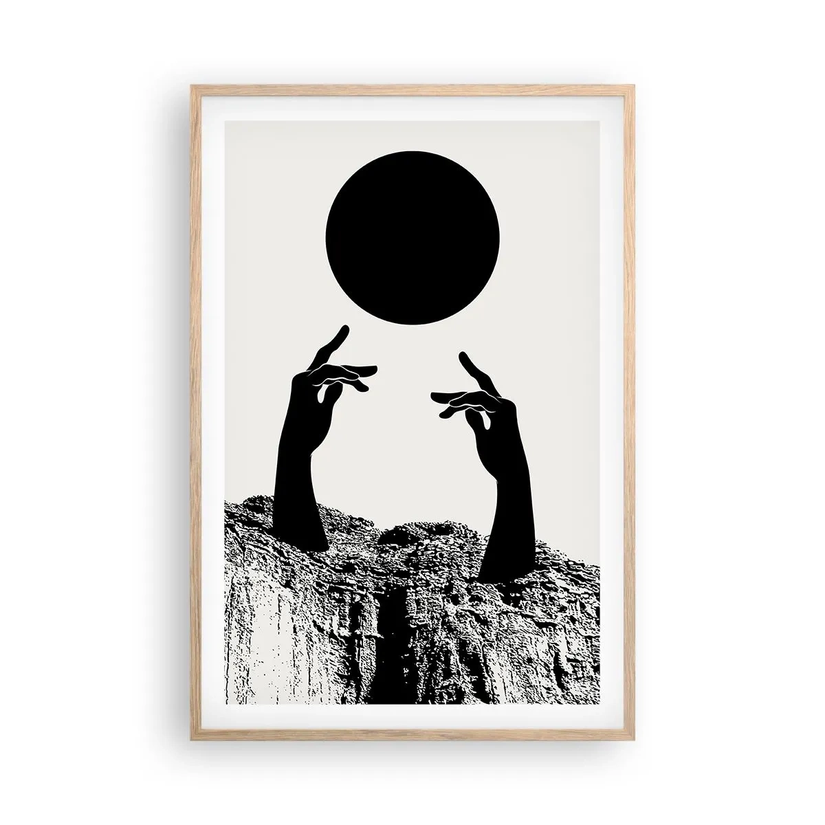 Póster en marco roble claro - Composición surrealista: el sol y el resto - 61x91 cm