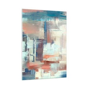Cuadro sobre vidrio - Impresiones sobre Vidrio - Abstracción colorida con pinceladas horizontales y verticales. - 50x70cm - Alcanzando la luz - Decoración de pared moderna para salón y dormitorio ARTTOR