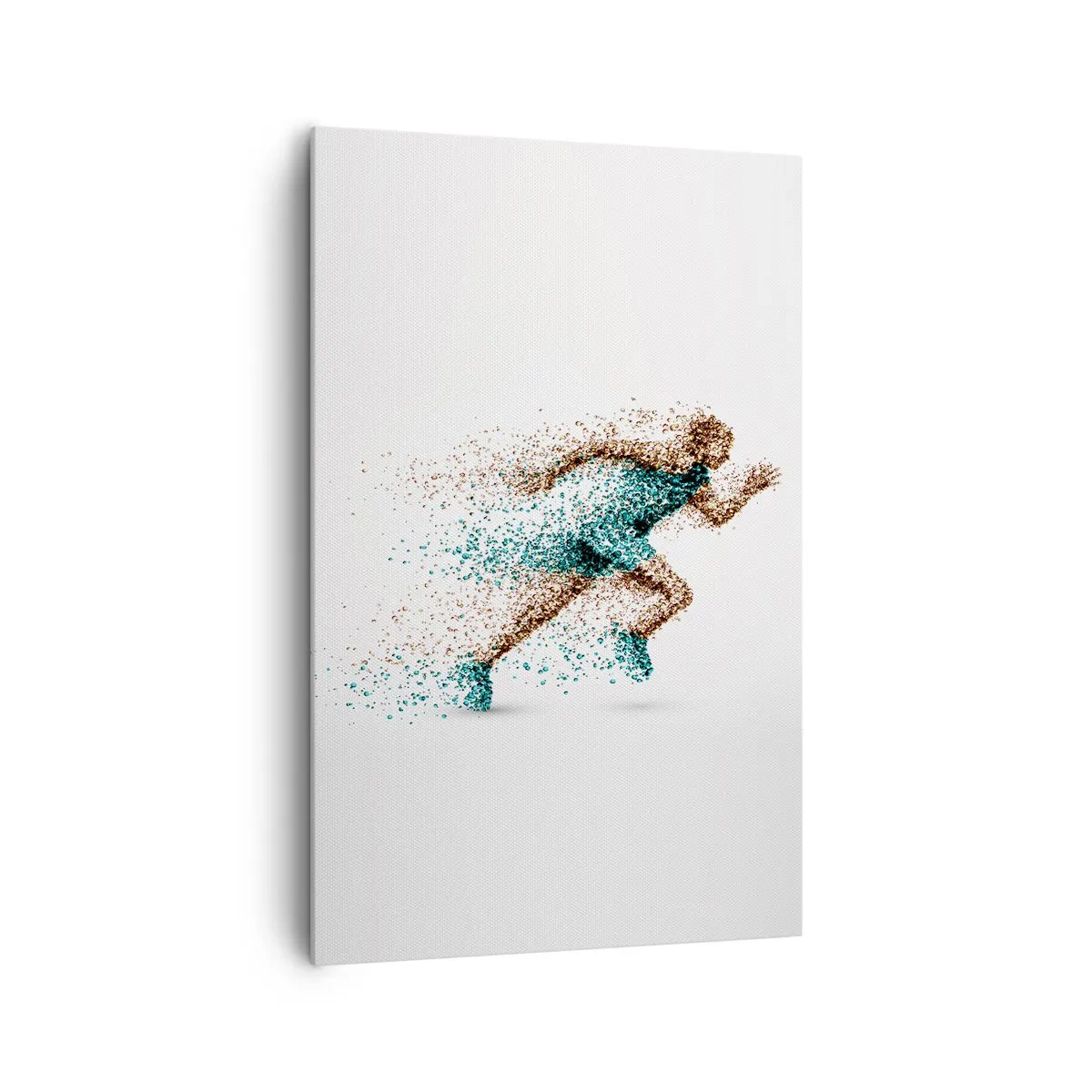 Cuadro sobre lienzo - Impresión de Imagen - Una figura de corredor dinámica compuesta de pequeñas partículas. - 80x120cm - La vida es una carrera - Decoración de pared moderna para salón y dormitorio ARTTOR