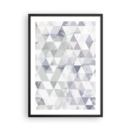 Póster en marco negro - Patrón geométrico de triángulos en tonos grises. - 50x70cm - A ritmo de triángulo - Decoración de pared moderna para salón y dormitorio ARTTOR