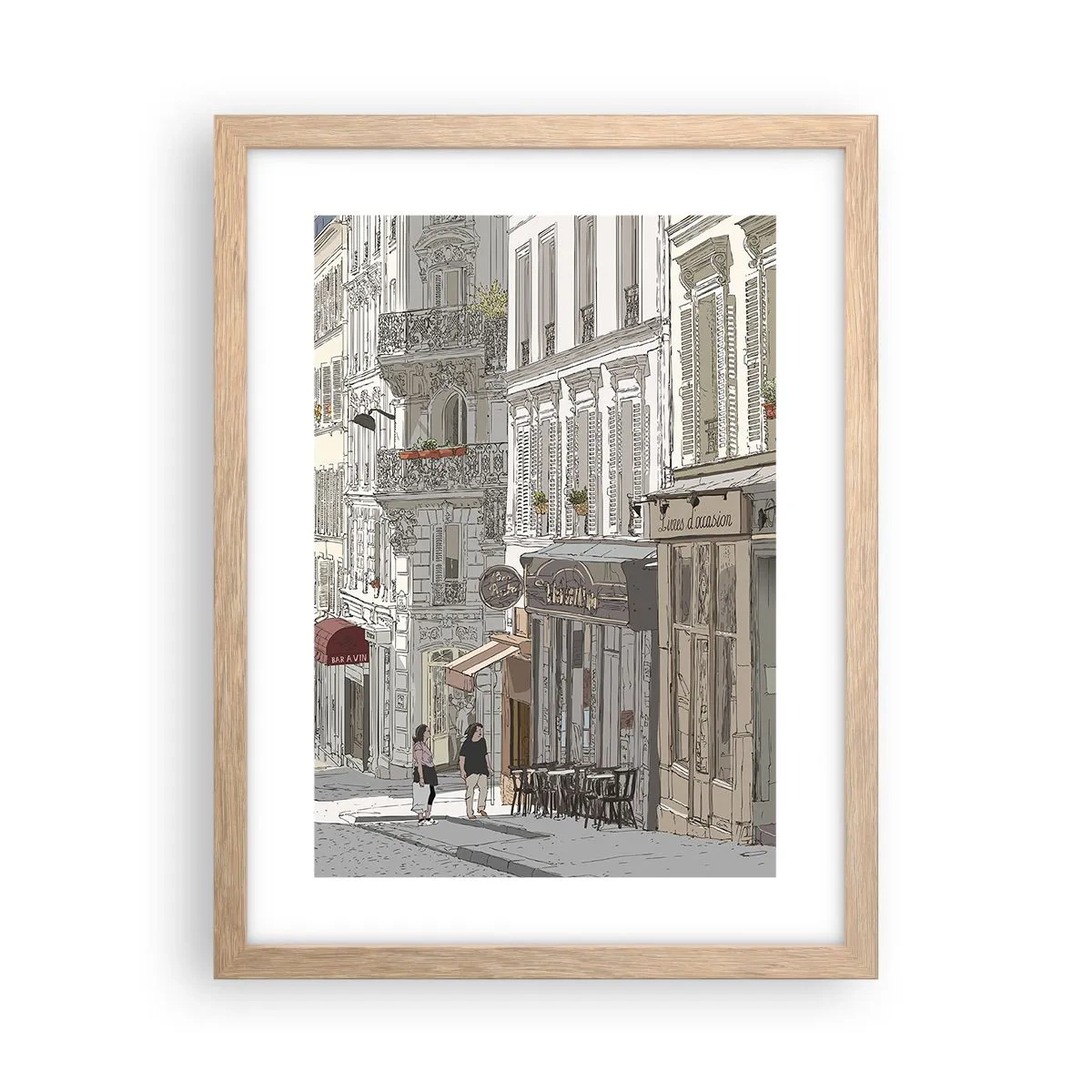 Póster en marco roble claro - Alegrías urbanas - 30x40 cm