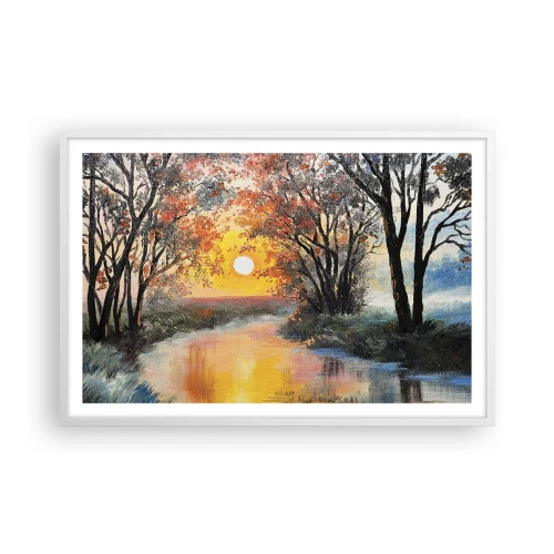 Póster en marco blanco - Ambiente otoñal - 91x61 cm