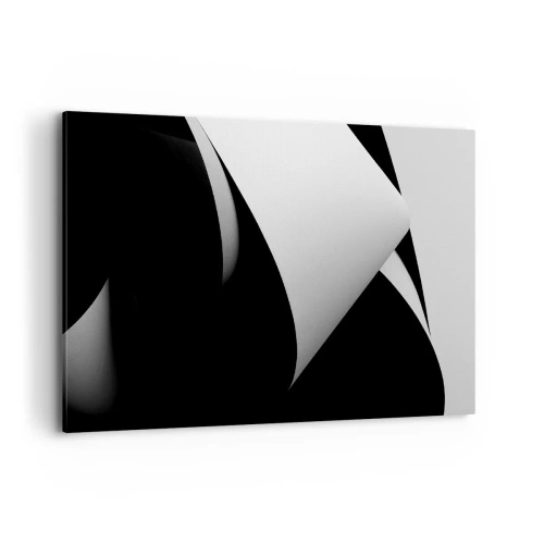 Cuadro sobre lienzo - Impresión de Imagen - Formas abstractas en blanco y negro con contrastes llamativos. - 100x70cm - Planos de luz desde las profundidades de la sombra - Decoración de pared moderna para salón y dormitorio ARTTOR