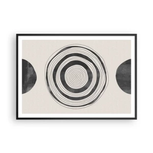 Póster en marco negro - Círculos minimalistas en blanco y negro sobre un fondo claro. - 100x70cm - Lo importante es lo que hay entre medias - Decoración de pared moderna para salón y dormitorio ARTTOR