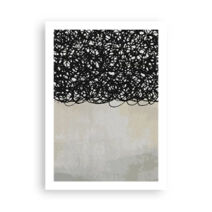 Póster - Composición abstracta con líneas negras sobre un fondo claro. - 50x70cm - Una abstracción arremolinada - Decoración de pared moderna para salón y dormitorio ARTTOR