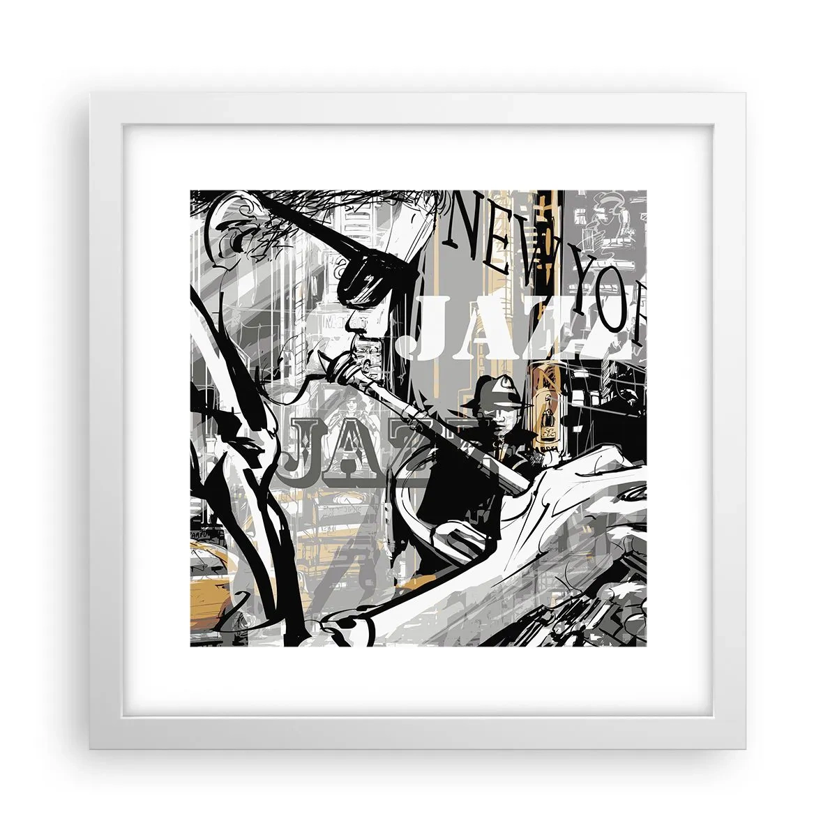 Póster en marco blanco - Al ritmo de Nueva York - 30x30 cm