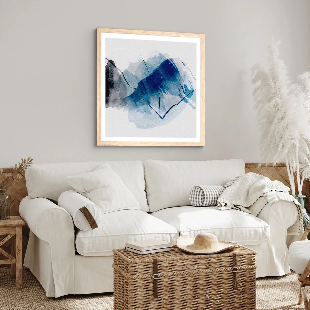 Póster en marco roble claro - Montaña helada - 60x60 cm