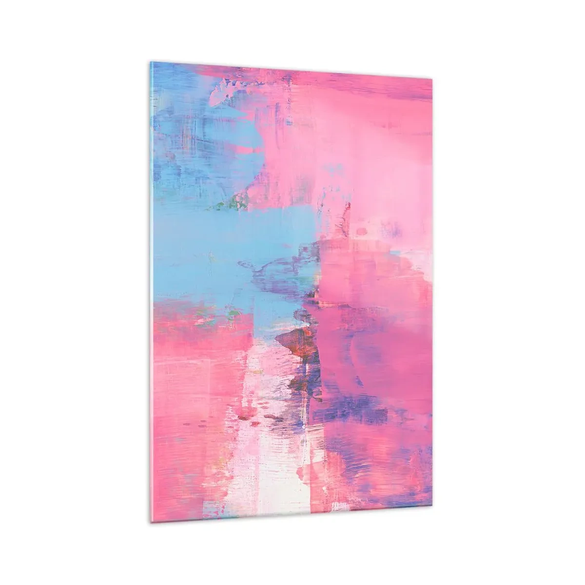 Cuadro sobre vidrio - Impresiones sobre Vidrio - Composición abstracta en rosa y azul. - 70x100cm - Rosa, azul y una pizca de luz - Decoración de pared moderna para salón y dormitorio ARTTOR