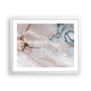 Póster en marco blanco - El azul serpentea por el blanco - 50x40 cm