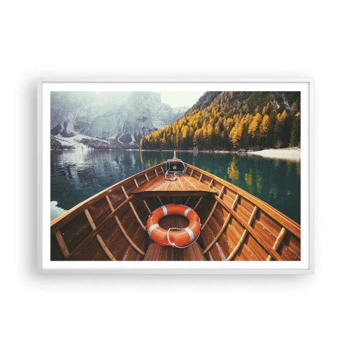 Póster en marco blanco - Viaje a la montaña - 100x70 cm