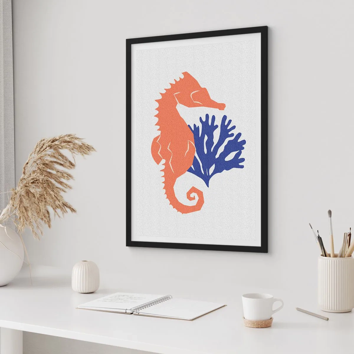 Póster en marco negro - En una pradera submarina - 50x70 cm