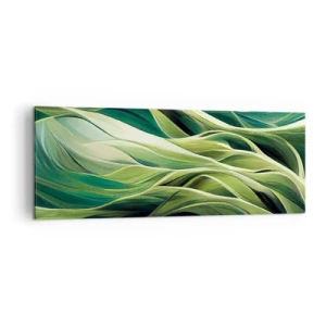 Cuadro sobre lienzo - Impresión de Imagen - Líneas dinámicas en tonos verdes. - 140x50cm - Un juego abstracto de color verde - Decoración de pared moderna para salón y dormitorio ARTTOR