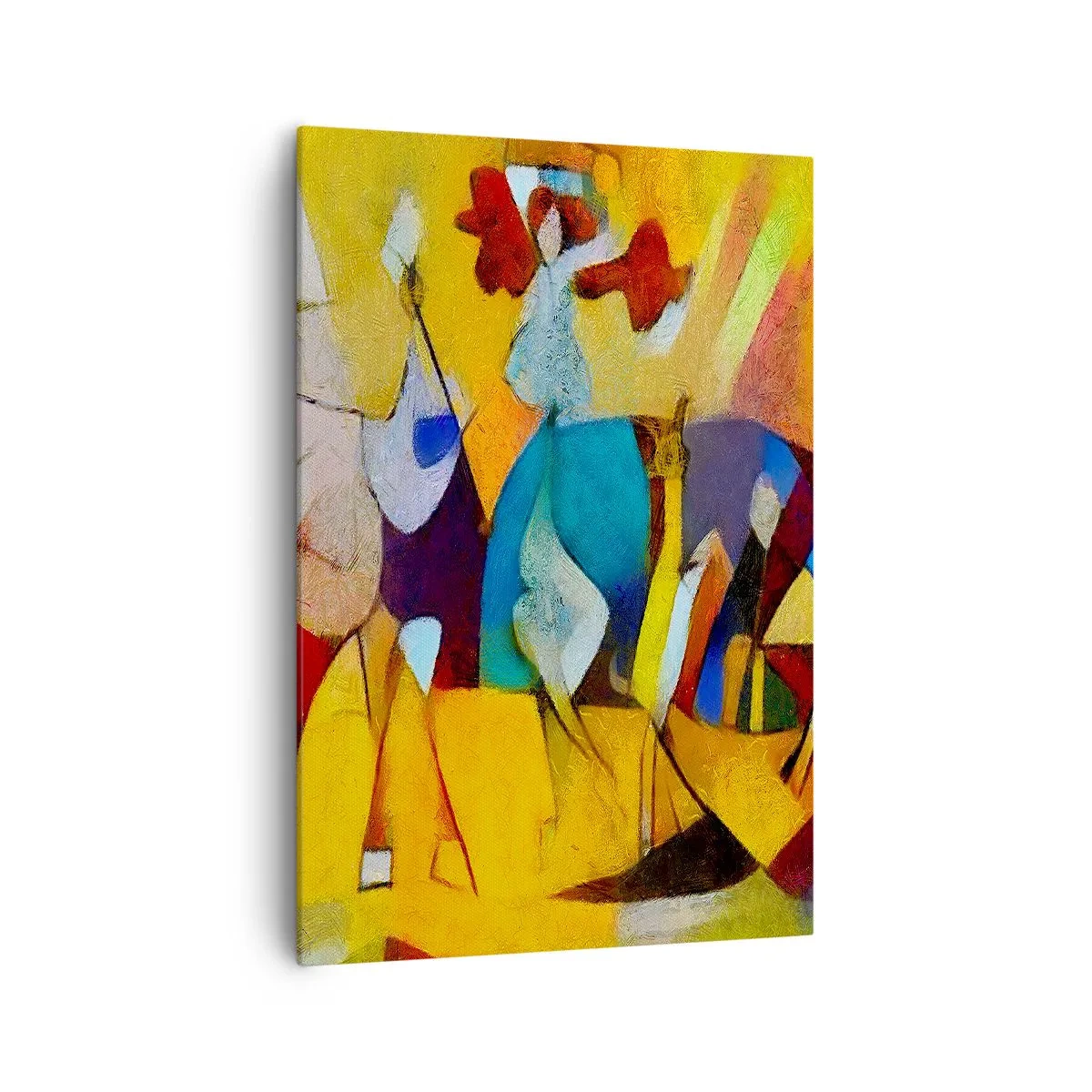 Cuadro sobre lienzo - Impresión de Imagen - Una abstracción colorida que representa figuras en forma geométrica. - 70x100cm - Sol - vida - alegría - Decoración de pared moderna para salón y dormitorio ARTTOR