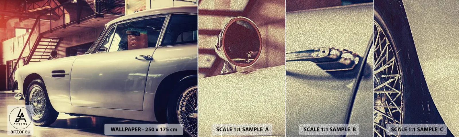 Muestra de fotomural Premium Sand - Los clásicos no envejecen - Auto, Automotor, Vintage - 100x30 cm