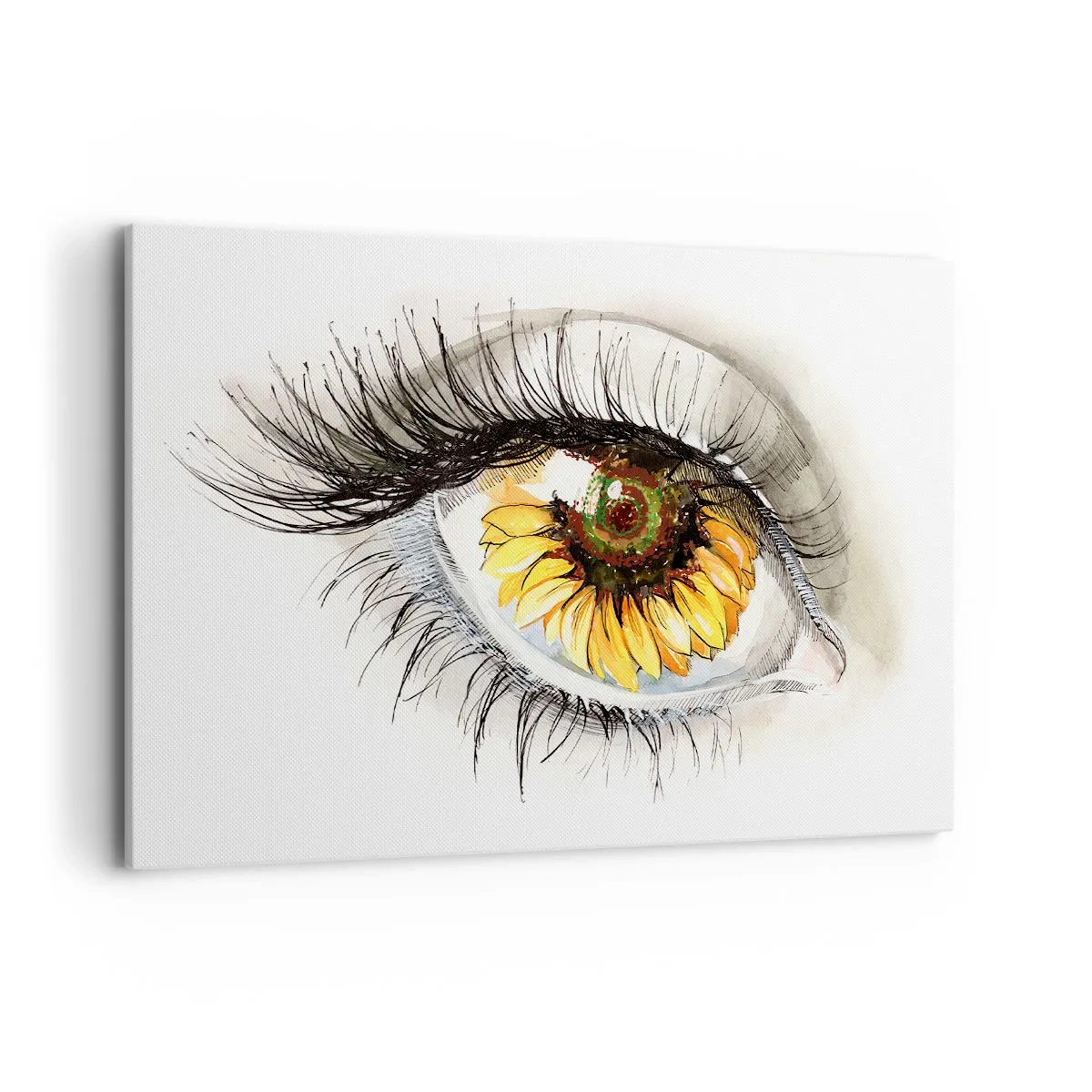 Cuadro sobre lienzo - Impresión de Imagen - Ojo artístico con iris en forma de girasol. - 120x80cm - Un aspecto tan caluroso como el verano - Decoración de pared moderna para salón y dormitorio ARTTOR