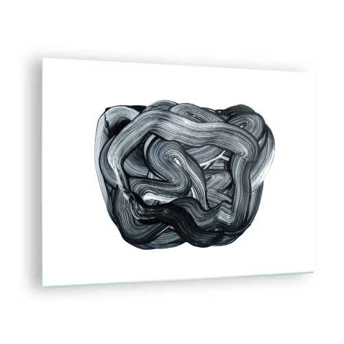 Cuadro sobre vidrio - Impresiones sobre Vidrio - Abstracción de pinceladas en blanco y negro - 70x50cm - No es tan sencillo - Decoración de pared moderna para salón y dormitorio ARTTOR
