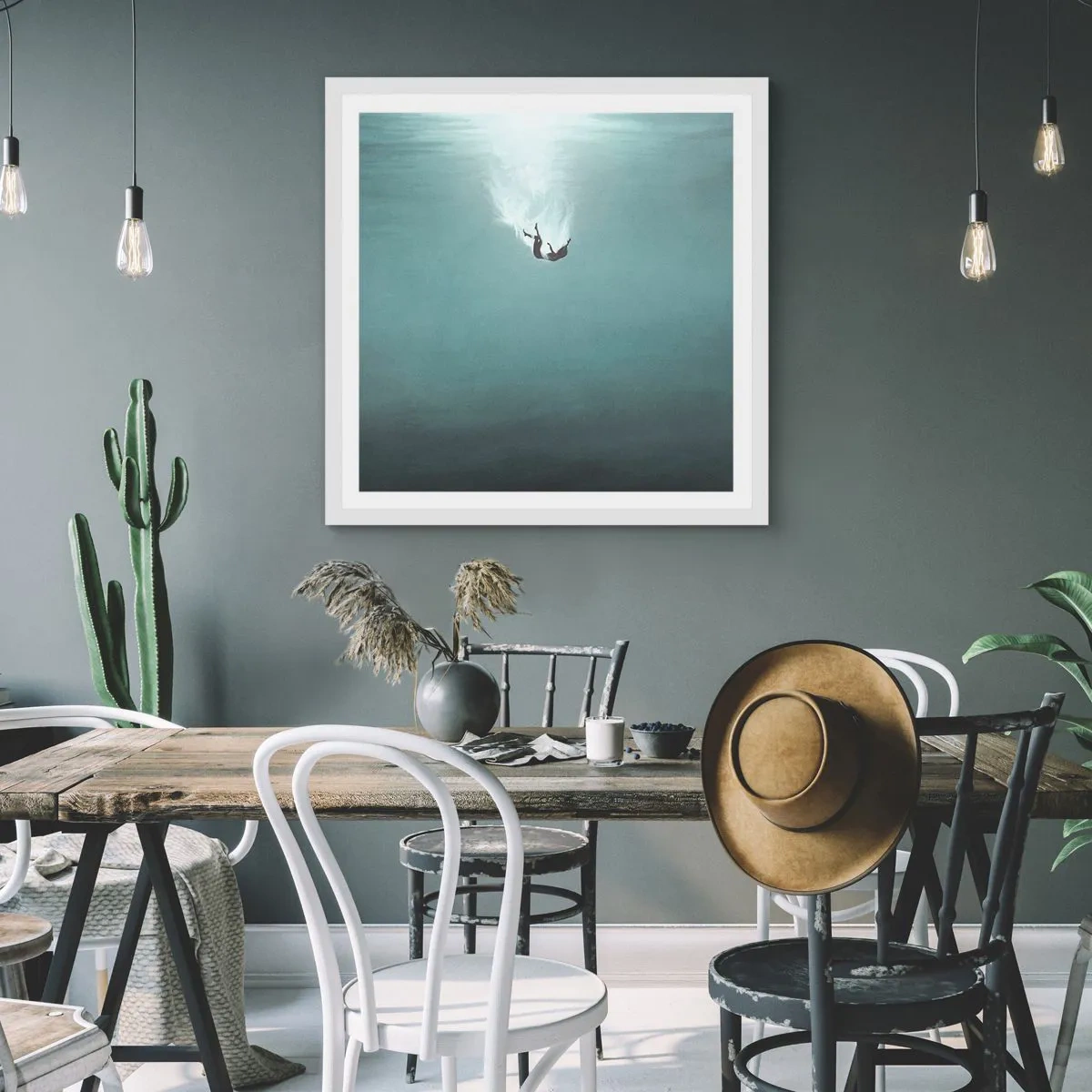 Póster en marco blanco - En el abrazo del océano - 50x50 cm