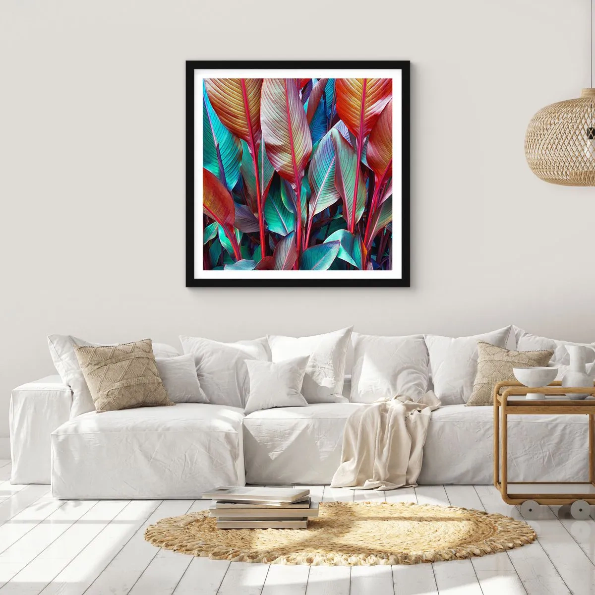 Póster en marco negro - Un matorral de colores - 30x30 cm