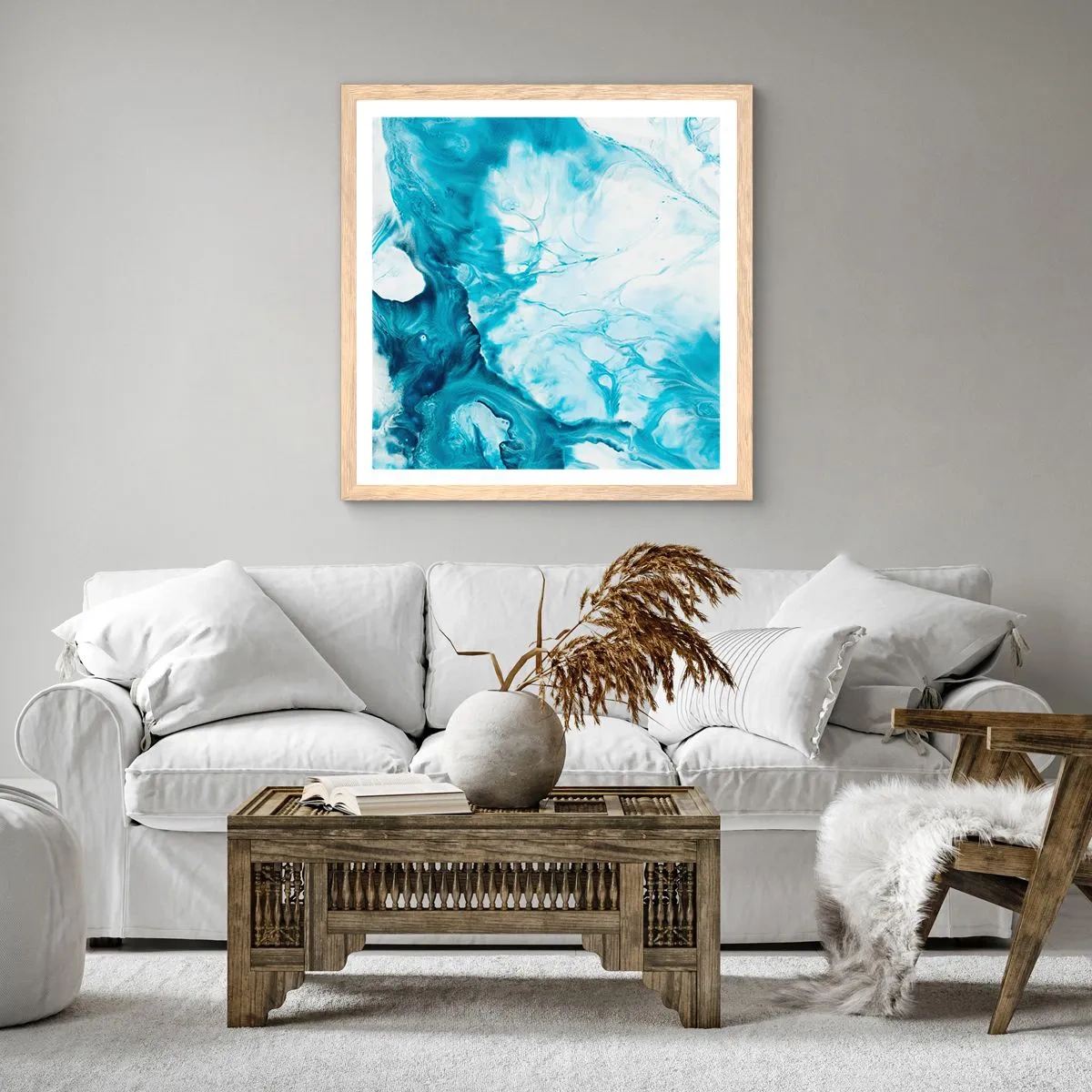 Póster en marco roble claro - Un concierto azul - 50x50 cm