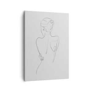 Cuadro sobre lienzo - Impresión de Imagen - Una línea de contorno que muestra una silueta femenina sobre un fondo claro. - 50x70cm - Música del cuerpo - Decoración de pared moderna para salón y dormitorio ARTTOR