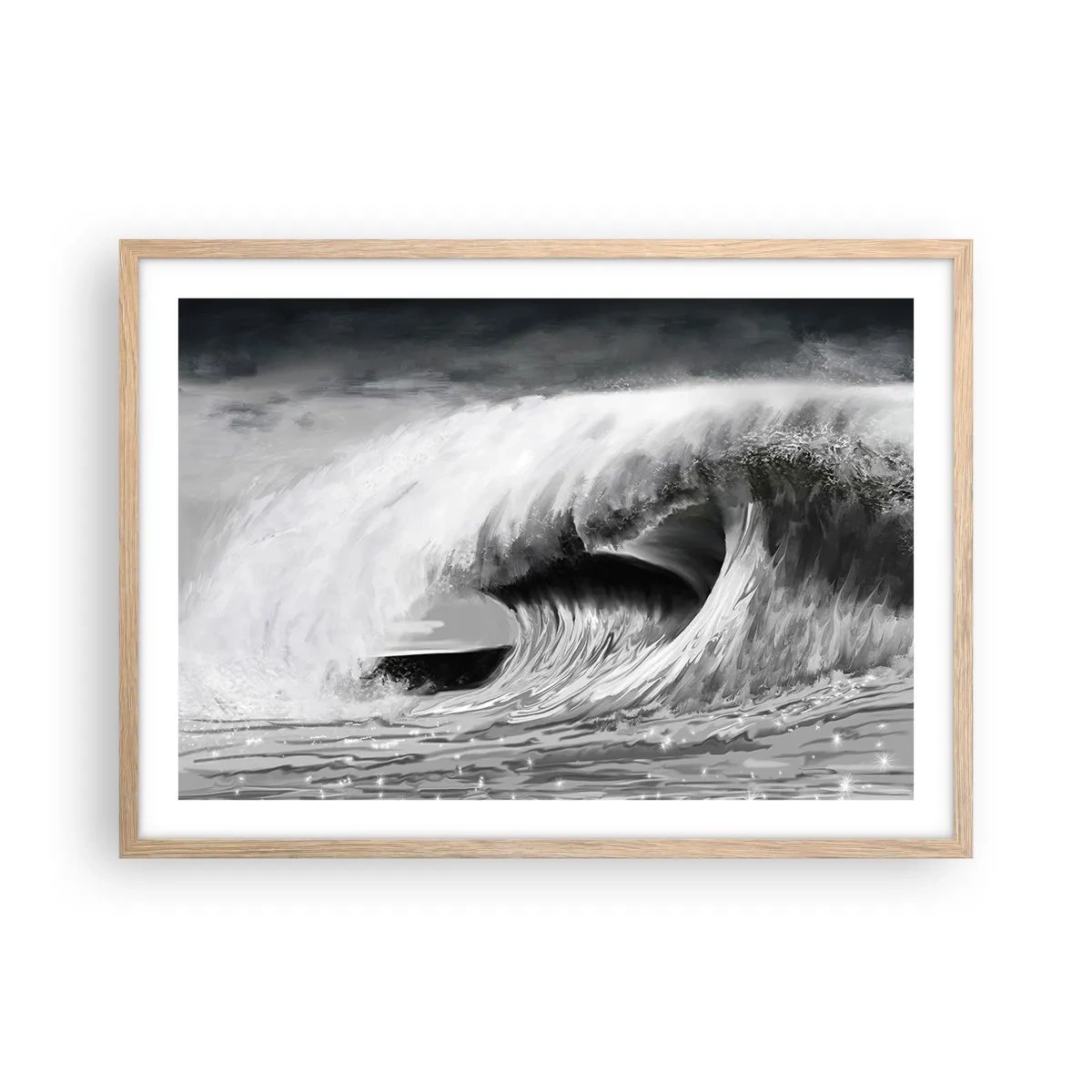 Póster en marco roble claro - La ira del océano - 70x50 cm