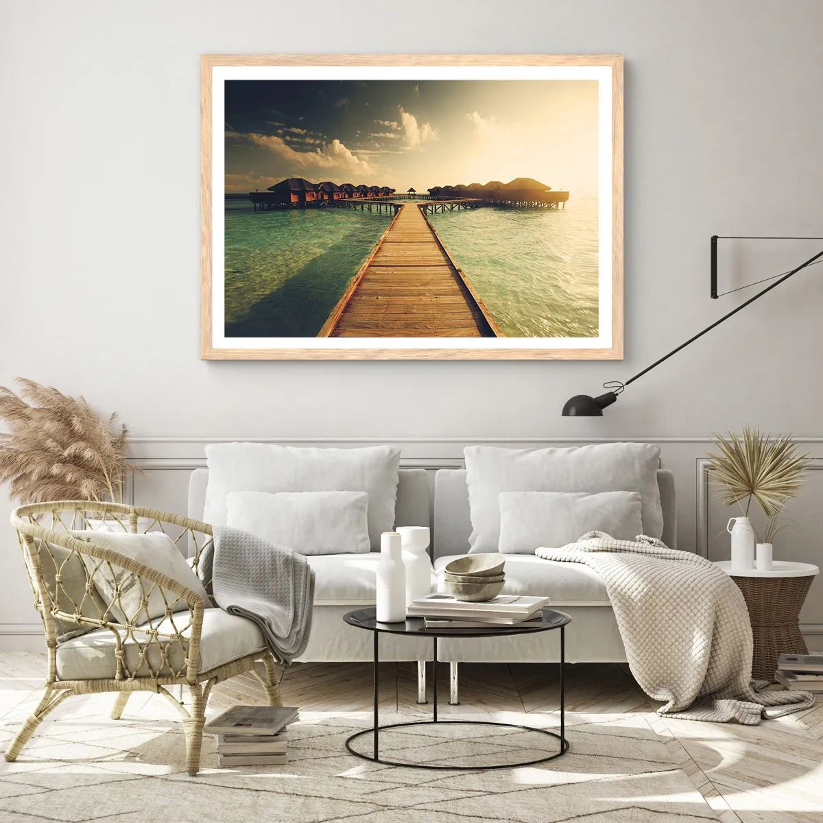 Póster en marco roble claro - Una cálida invitación - 100x70 cm