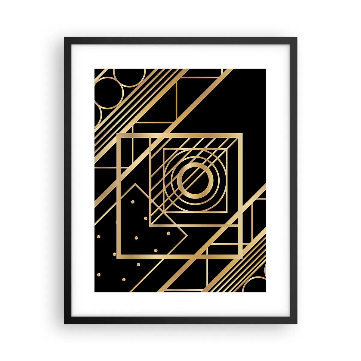 Póster en marco negro - Geometría dorada - 40x50 cm
