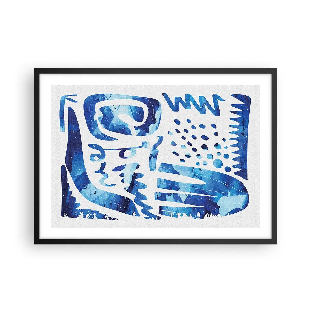 Póster en marco negro - Patrón abstracto en tonos azules - 70x50cm - Vuelta a las raíces - Decoración de pared moderna para salón y dormitorio ARTTOR