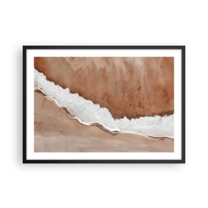 Póster en marco negro - Textura de arena con acentos blancos. - 70x50cm - En colores terrosos - Decoración de pared moderna para salón y dormitorio ARTTOR