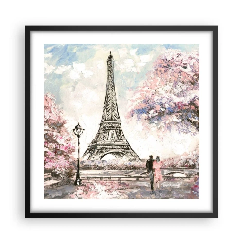 Póster en marco negro - Un paseo por París en abril - 50x50 cm