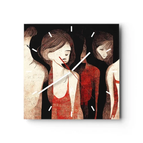 Reloj de pared - Reloj de vidrio - Figuras artísticas en una composición abstracta - 30x30cm - Madonnas de la oscuridad - Decoración de pared moderna para salón y dormitorio ARTTOR