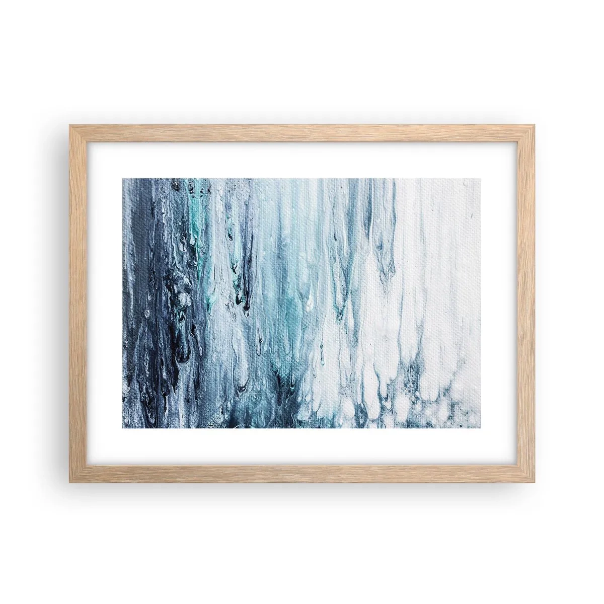 Póster en marco roble claro - Carámbanos de azul - 40x30 cm