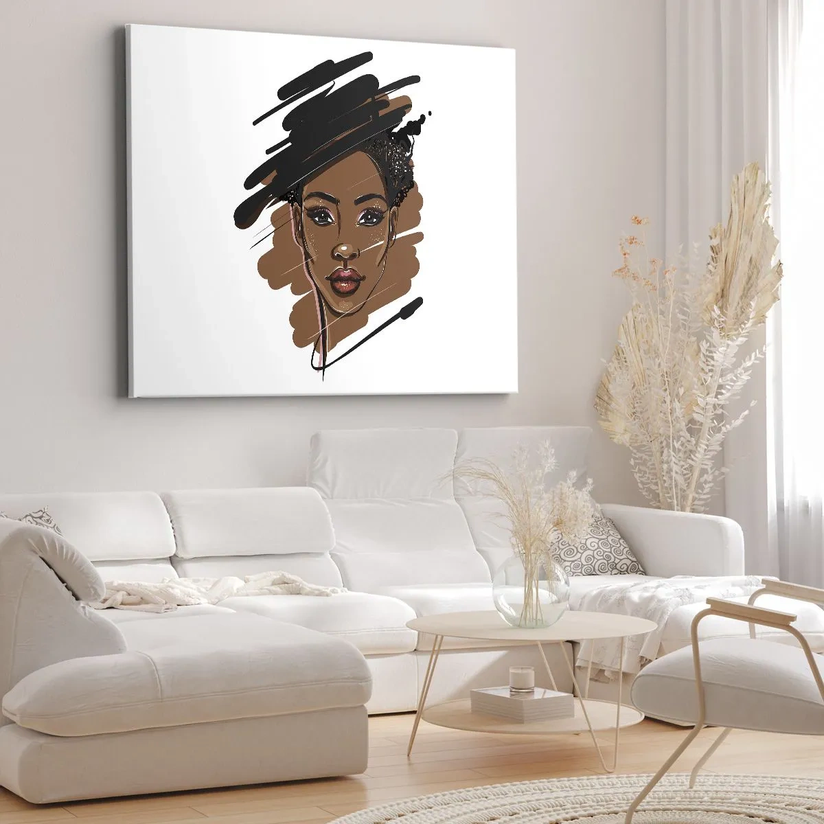 Cuadro sobre lienzo - Impresión de Imagen - Retrato de una mujer con pinceladas artísticas - 70x50cm - Dulce como el chocolate - Decoración de pared moderna para salón y dormitorio ARTTOR